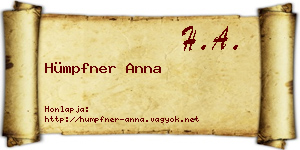 Hümpfner Anna névjegykártya